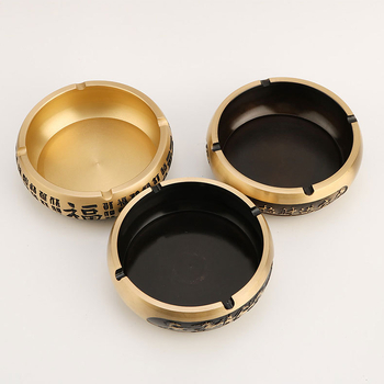 Meďový popolník so zodiálnym dizajnom, východný štýl, na domáce alebo kancelárske použitie