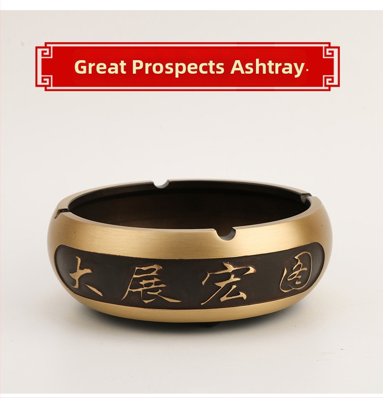 Meďový popolník so zodiálnym dizajnom, východný štýl, na domáce alebo kancelárske použitie