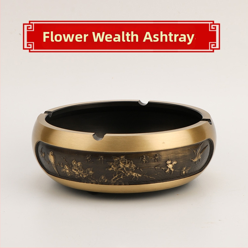 Meďový popolník so zodiálnym dizajnom, východný štýl, na domáce alebo kancelárske použitie