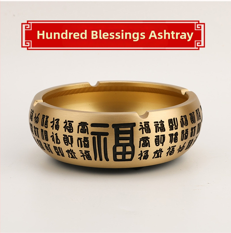 Meďový popolník so zodiálnym dizajnom, východný štýl, na domáce alebo kancelárske použitie