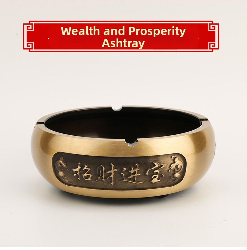 Meďový popolník so zodiálnym dizajnom, východný štýl, na domáce alebo kancelárske použitie