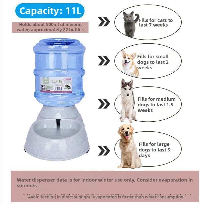 11L Automatický krmovač a zásobník vody pre psy a mačky, Neodnímateľný dizajn, Bez aplikácie