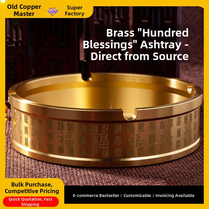 Meďový popolník s viečkom, čínskeho štýlu ozdoba pre domov a kanceláriu