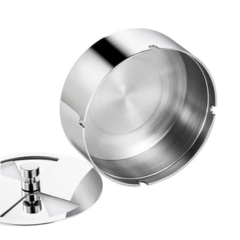 Popolník z hrubšej nerezovej ocele s otáčacím vekom, vhodný pre domáce aj auto použitie; brúsený povrch; možnosť prispôsobenia