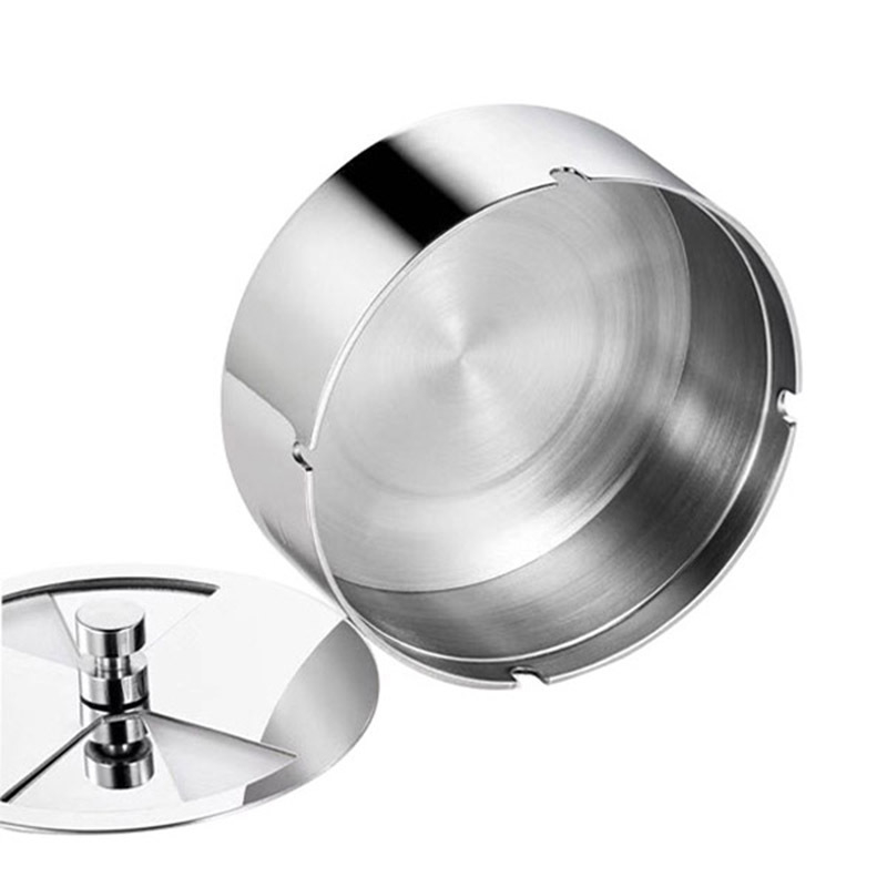 Stalinis peleninės su pasukamu dangteliu, pagamintas iš kietojo nerūdijančio plieno, skirtas namų ir automobilio naudojimui; šlifuota apdaila; pritaikymas galimas