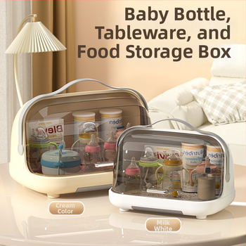 Box na skladovanie fľaštičiek na dojčenie s viečkom, prachotesný, prenosný odkvapávací stojan, PP plast, modely 2423/2424