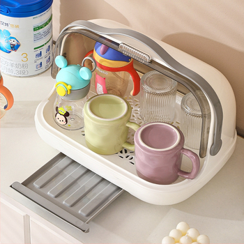 Box na skladovanie fľaštičiek na dojčenie s viečkom, prachotesný, prenosný odkvapávací stojan, PP plast, modely 2423/2424