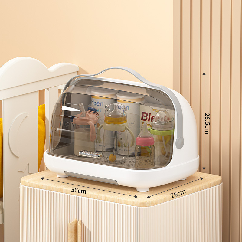 Box na skladovanie fľaštičiek na dojčenie s viečkom, prachotesný, prenosný odkvapávací stojan, PP plast, modely 2423/2424