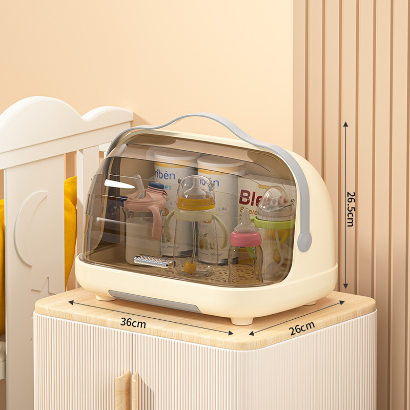 Box na skladovanie fľaštičiek na dojčenie s viečkom, prachotesný, prenosný odkvapávací stojan, PP plast, modely 2423/2424