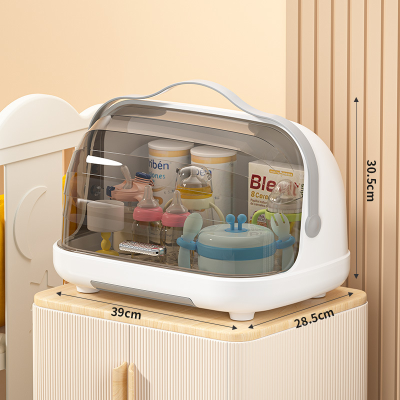 Box na skladovanie fľaštičiek na dojčenie s viečkom, prachotesný, prenosný odkvapávací stojan, PP plast, modely 2423/2424