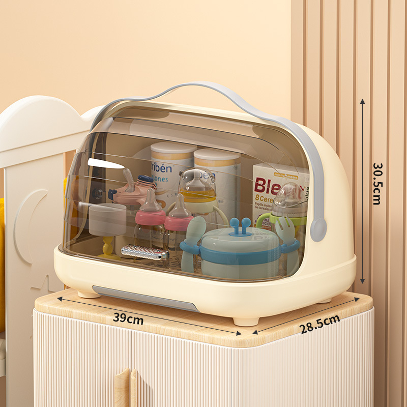 Box na skladovanie fľaštičiek na dojčenie s viečkom, prachotesný, prenosný odkvapávací stojan, PP plast, modely 2423/2424