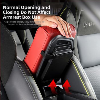 Ādas universālais auto rokasbalsts ar uzglabāšanas kastīti un krūzes turētāju — bez personalizācijas, autorizētas privātas zīmes