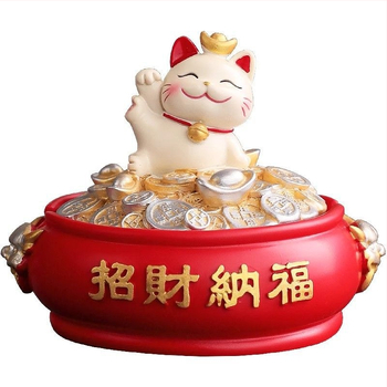 Popolník z živice s Maňkenko-nekom s viečkom, ručne vyrezávaný dekor pre dom a kanceláriu, kód výrobku y1120, vyrobené v Číne, exkluzívny cezhraničný export