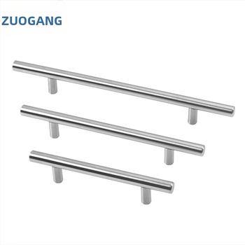 Left Steel nehrdzavejúca oceľová dutá ťahová rukoväť pre skrinky a šatníky, T typu, s dvoma dierami