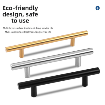 Left Steel nehrdzavejúca oceľová dutá ťahová rukoväť pre skrinky a šatníky, T typu, s dvoma dierami