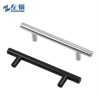 Left Steel nehrdzavejúca oceľová dutá ťahová rukoväť pre skrinky a šatníky, T typu, s dvoma dierami