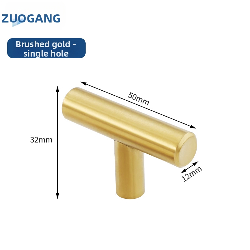 Left Steel nehrdzavejúca oceľová dutá ťahová rukoväť pre skrinky a šatníky, T typu, s dvoma dierami