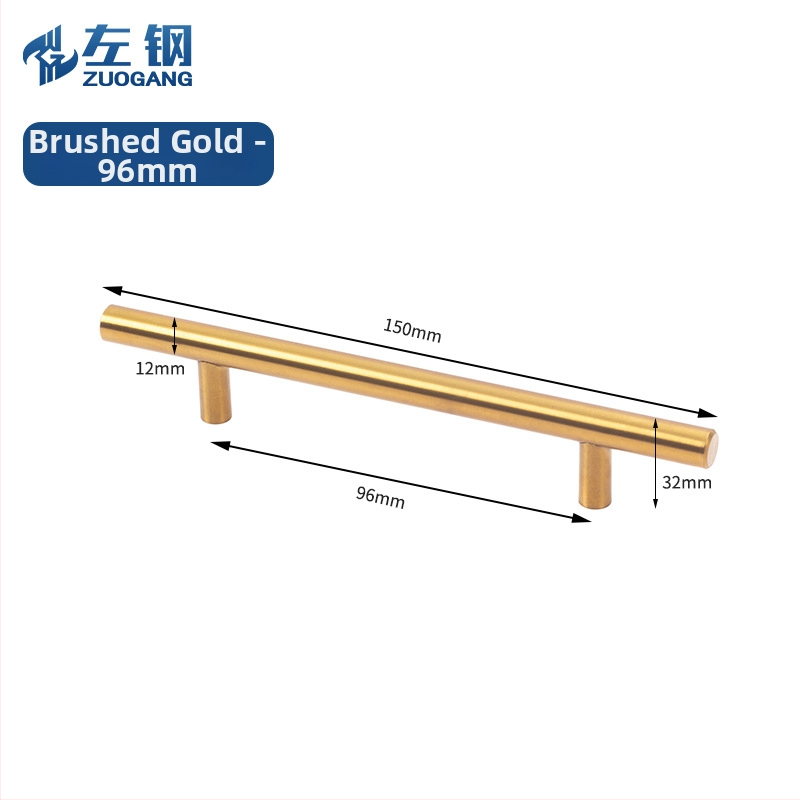 Left Steel nehrdzavejúca oceľová dutá ťahová rukoväť pre skrinky a šatníky, T typu, s dvoma dierami