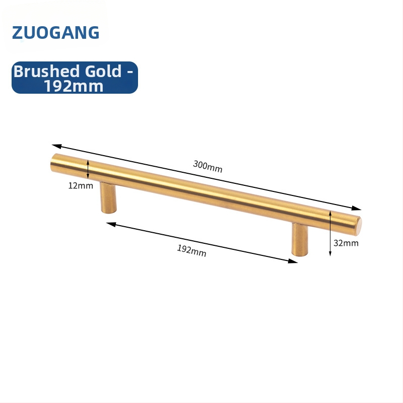 Left Steel nehrdzavejúca oceľová dutá ťahová rukoväť pre skrinky a šatníky, T typu, s dvoma dierami