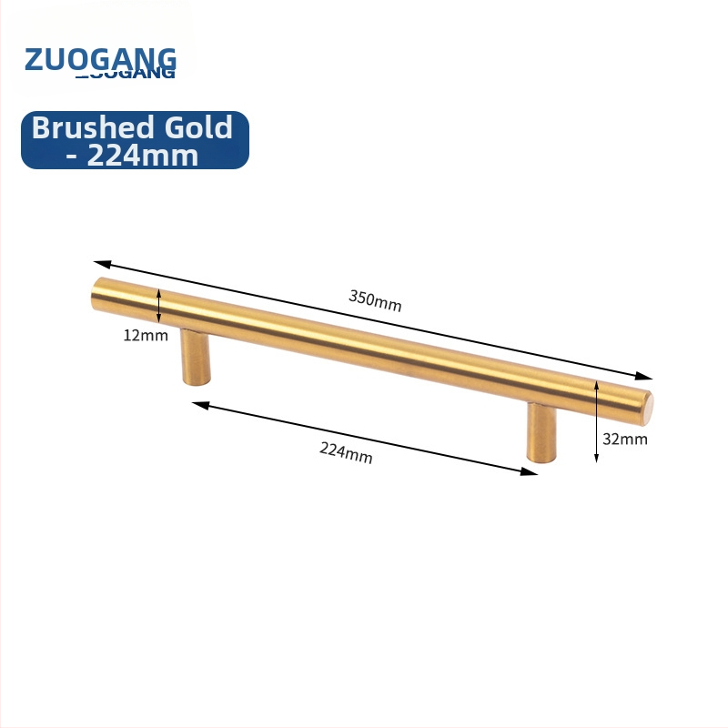 Left Steel nehrdzavejúca oceľová dutá ťahová rukoväť pre skrinky a šatníky, T typu, s dvoma dierami
