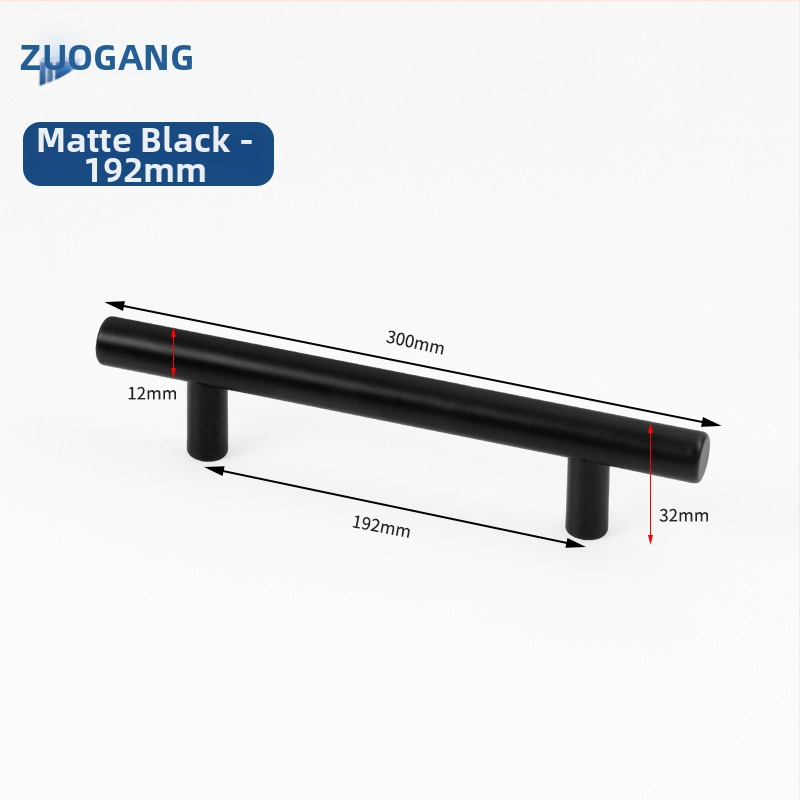 Left Steel nehrdzavejúca oceľová dutá ťahová rukoväť pre skrinky a šatníky, T typu, s dvoma dierami