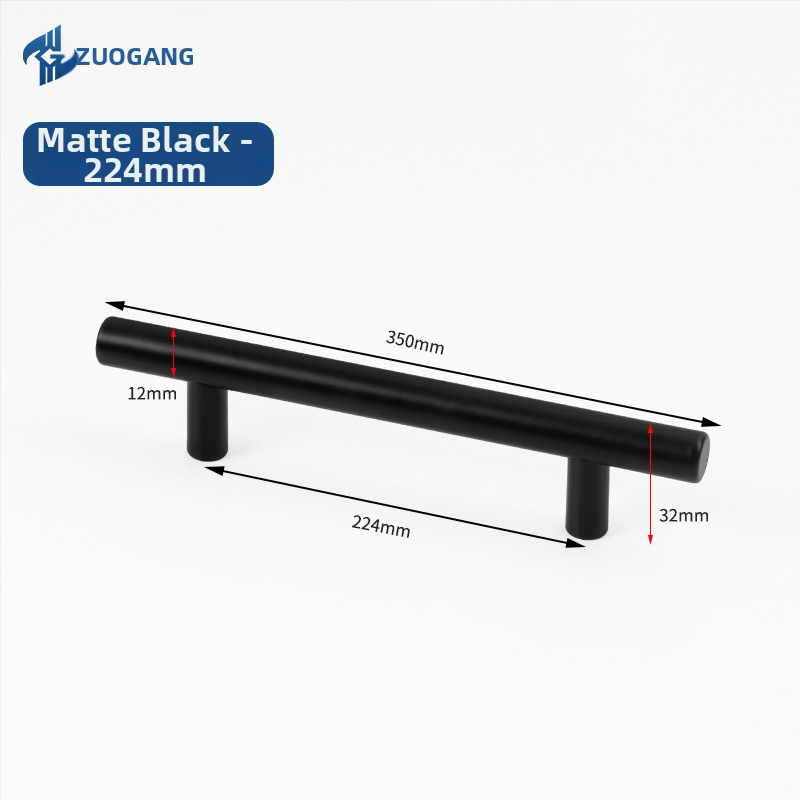 Left Steel nehrdzavejúca oceľová dutá ťahová rukoväť pre skrinky a šatníky, T typu, s dvoma dierami