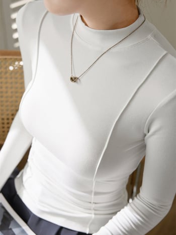 Dámske tričko s polovysokým golierom, dlhé rukávy, rayon, 95% viskóza, úzky strih