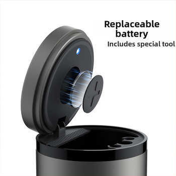 Chytrý automobilový popolník s vekom a svetlom, kovový, model YHG-1, gravírovaný povrch, prispôsobiteľný, na použitie v aute aj doma