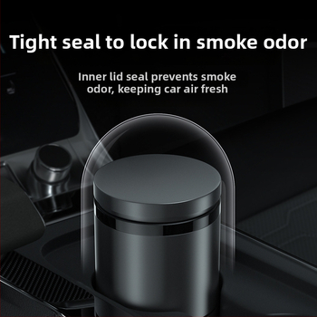 Chytrý automobilový popolník s vekom a svetlom, kovový, model YHG-1, gravírovaný povrch, prispôsobiteľný, na použitie v aute aj doma