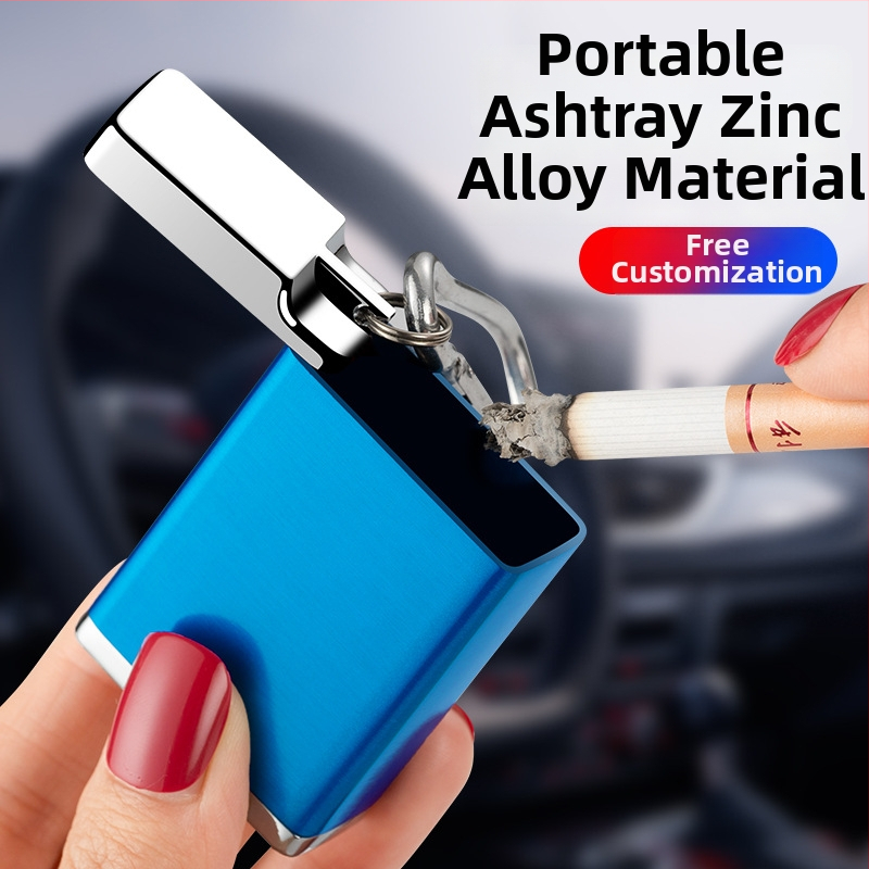 Prenosný popolník do auta zo zinkovej zliatiny s visiacim zapínaním - veľká kapacita, potlač loga, prispôsobenie