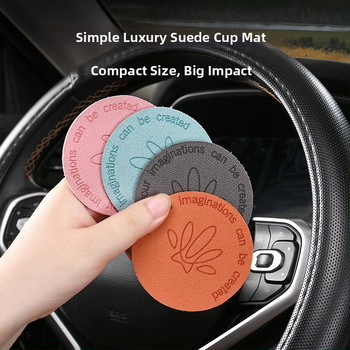 PU medžiagos automobilių puodelio kilimėlis – prabangus zomšinis paviršius, atsparus smūgiams, neslidus, universalus (Kilmė: Zhejiang; Prekė: Evans; Be logotipo)