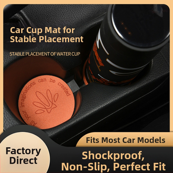 PU medžiagos automobilių puodelio kilimėlis – prabangus zomšinis paviršius, atsparus smūgiams, neslidus, universalus (Kilmė: Zhejiang; Prekė: Evans; Be logotipo)