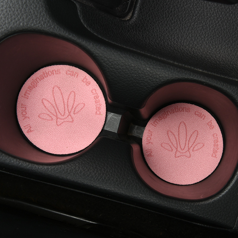 PU medžiagos automobilių puodelio kilimėlis – prabangus zomšinis paviršius, atsparus smūgiams, neslidus, universalus (Kilmė: Zhejiang; Prekė: Evans; Be logotipo)