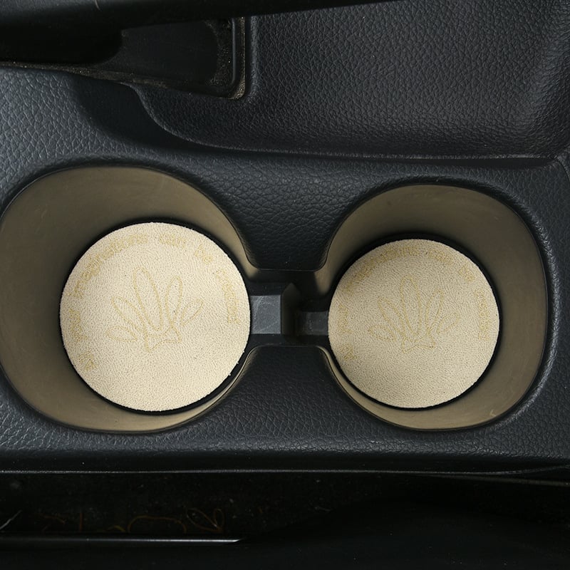 PU medžiagos automobilių puodelio kilimėlis – prabangus zomšinis paviršius, atsparus smūgiams, neslidus, universalus (Kilmė: Zhejiang; Prekė: Evans; Be logotipo)