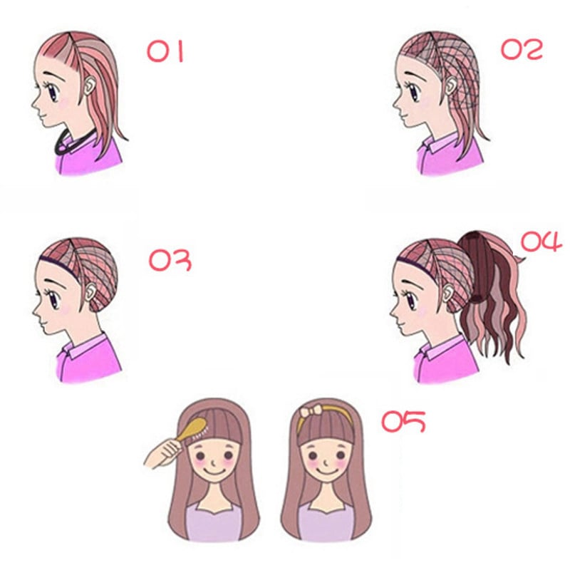 Nástroj na starostlivosť o parochne – Baifumei, 10 g, pružná čipka vysokej elasticity, dvojstranná sieťka na parochňu, fixovanie vlasov