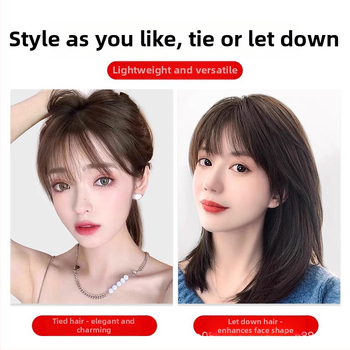 Parčík paruky na vrch hlavy, pravé ľudské vlasy, realistický skalp, rovné ofinky, Diamond net model, pre ženy, možno farbiť alebo narovnať