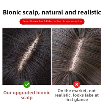 Parčík paruky na vrch hlavy, pravé ľudské vlasy, realistický skalp, rovné ofinky, Diamond net model, pre ženy, možno farbiť alebo narovnať