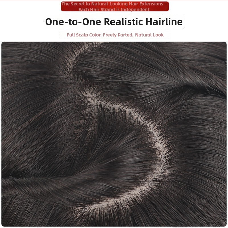 Parochňa z pravých ľudských vlasov, model nano-mesh, rovné vlasy, zakrývanie vrchu hlavy, možno farbiť