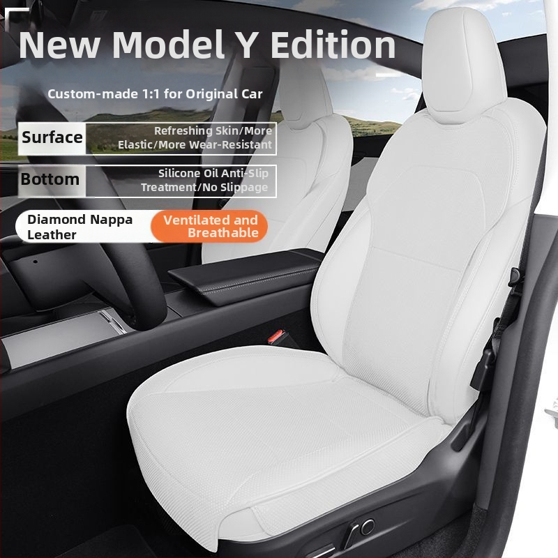 Tesla Model Y – ādas sēdekļa spilvena pārsegs un aizsargs, Nappa āda, ventilēts, specifisks modelim, lieliska kvalitāte
