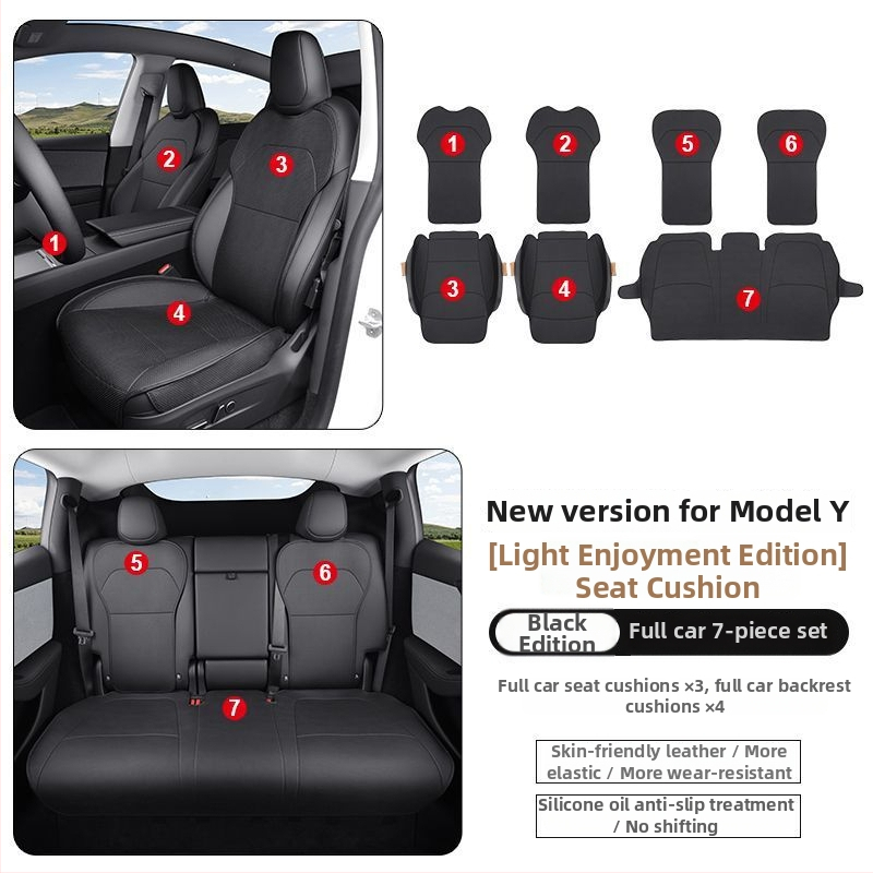 Tesla Model Y – ādas sēdekļa spilvena pārsegs un aizsargs, Nappa āda, ventilēts, specifisks modelim, lieliska kvalitāte