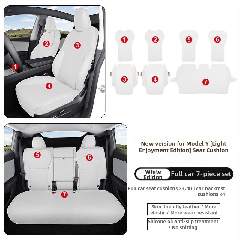 Tesla Model Y – ādas sēdekļa spilvena pārsegs un aizsargs, Nappa āda, ventilēts, specifisks modelim, lieliska kvalitāte