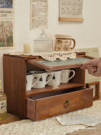 Drevená kozmetická skrinka v japonskom štýle na stolný organizér, 18 L kapacita, na laky na nechty a parfémy