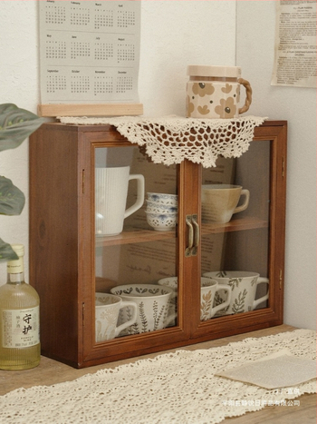 Drevená kozmetická skrinka v japonskom štýle na stolný organizér, 18 L kapacita, na laky na nechty a parfémy