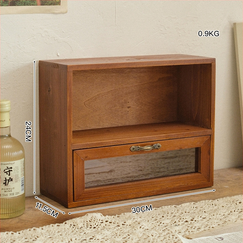 Drevená kozmetická skrinka v japonskom štýle na stolný organizér, 18 L kapacita, na laky na nechty a parfémy