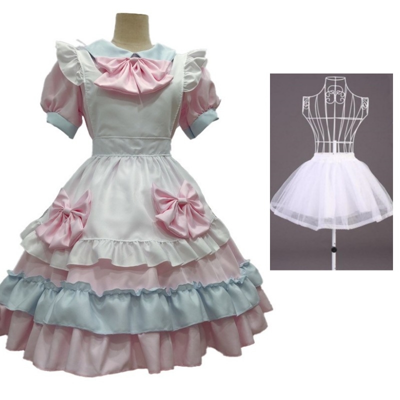 Lolita šaty na rolu v kaviarni, zmes chemických vlákien, polyester 85% hlavná tkanina, sekundárna 70–80%, značka Yixiaoyi, jar 2025