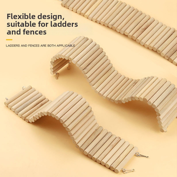 Dekor do klietky pre škrečka: drevený oblúkový most, lezecký rebrík a deliace panely