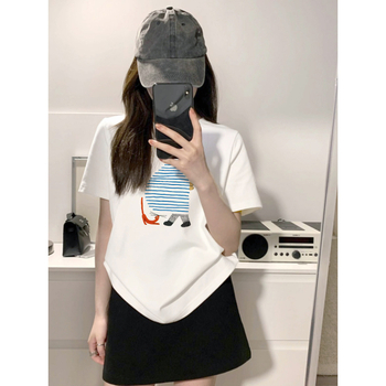 Tričko s karikatúrnym potlačou, 100% bavlna, krátke rukávy, okrúhly výstrih, voľný strih