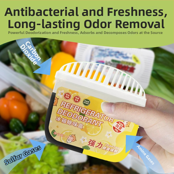 Šaldytuvo dezodoruojanti dėžutė su vaisių aromatu – dezodoruoja, naikina kvapus, užkerta kvapų plitimą, 120 g neto, 135 vnt dėžutėje
