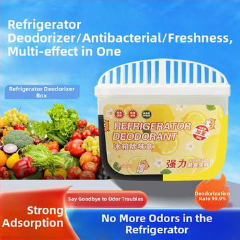 Šaldytuvo dezodoruojanti dėžutė su vaisių aromatu – dezodoruoja, naikina kvapus, užkerta kvapų plitimą, 120 g neto, 135 vnt dėžutėje