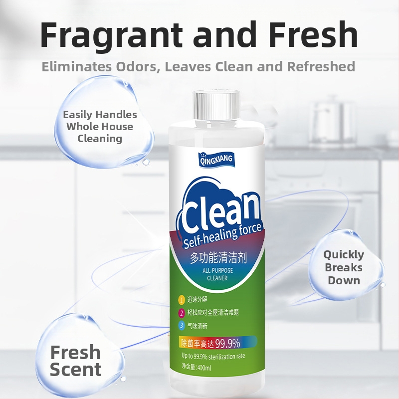 Qingxiang daugiafunkcinė valymo priemonė namų ūkiui — skirta šaldytuvui, šaldikliui, voniai ir grindims; 400 ml; gili dezinfekcija; gaivus kvapas; tvari apsauga; saugi dezinfekcija